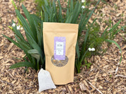 Serenity Soak packaging with a label on a natural background