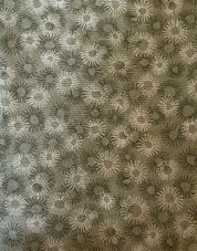 Patterned fabric with sunflower design on a brown background