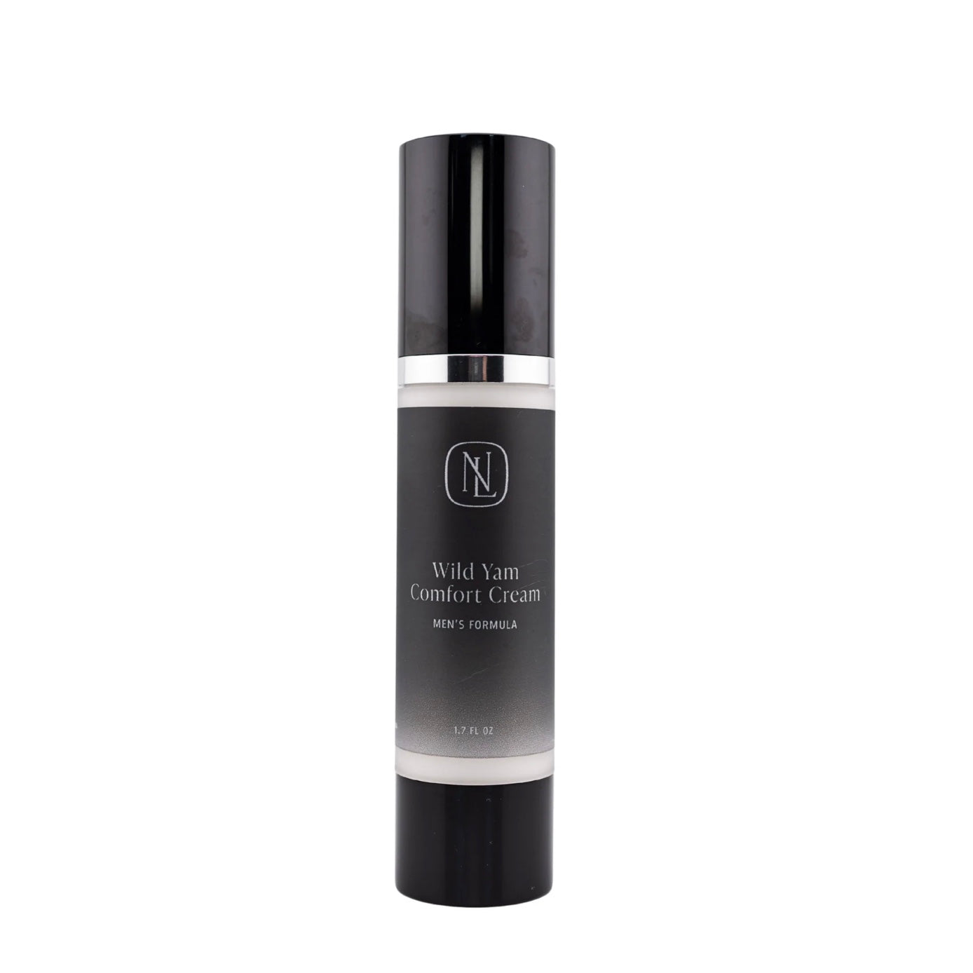 Black and white bottle of Wild Yam Comfort Cream on a white background