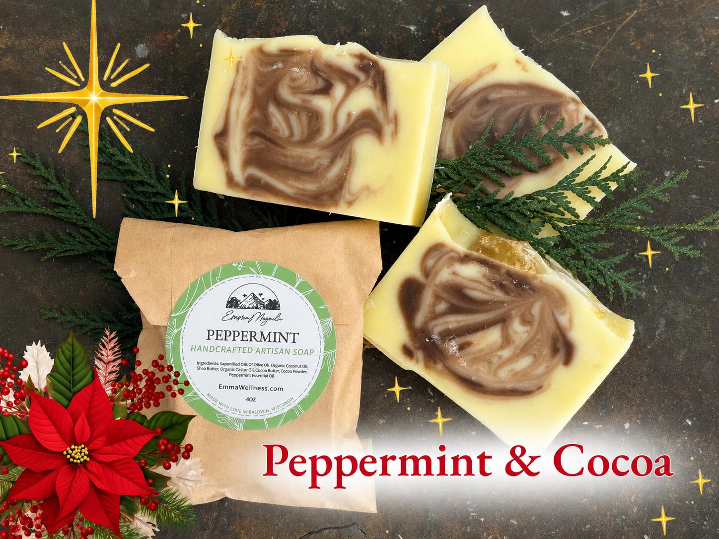 🎄Seasonal! Peppermint & Cocoa Artisan Soap 🎄